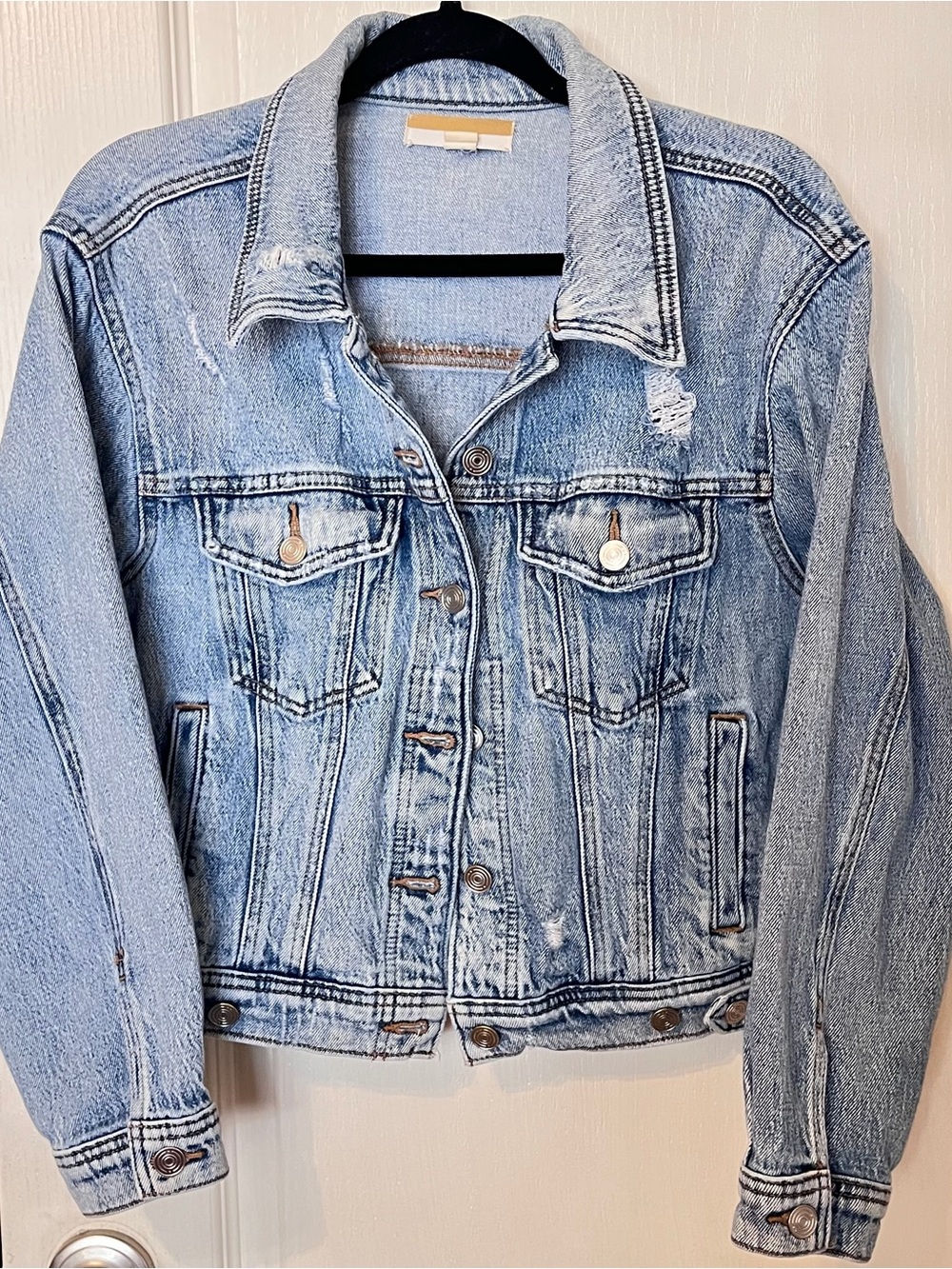 Maurices Light Blue Distressed Denim Jacket